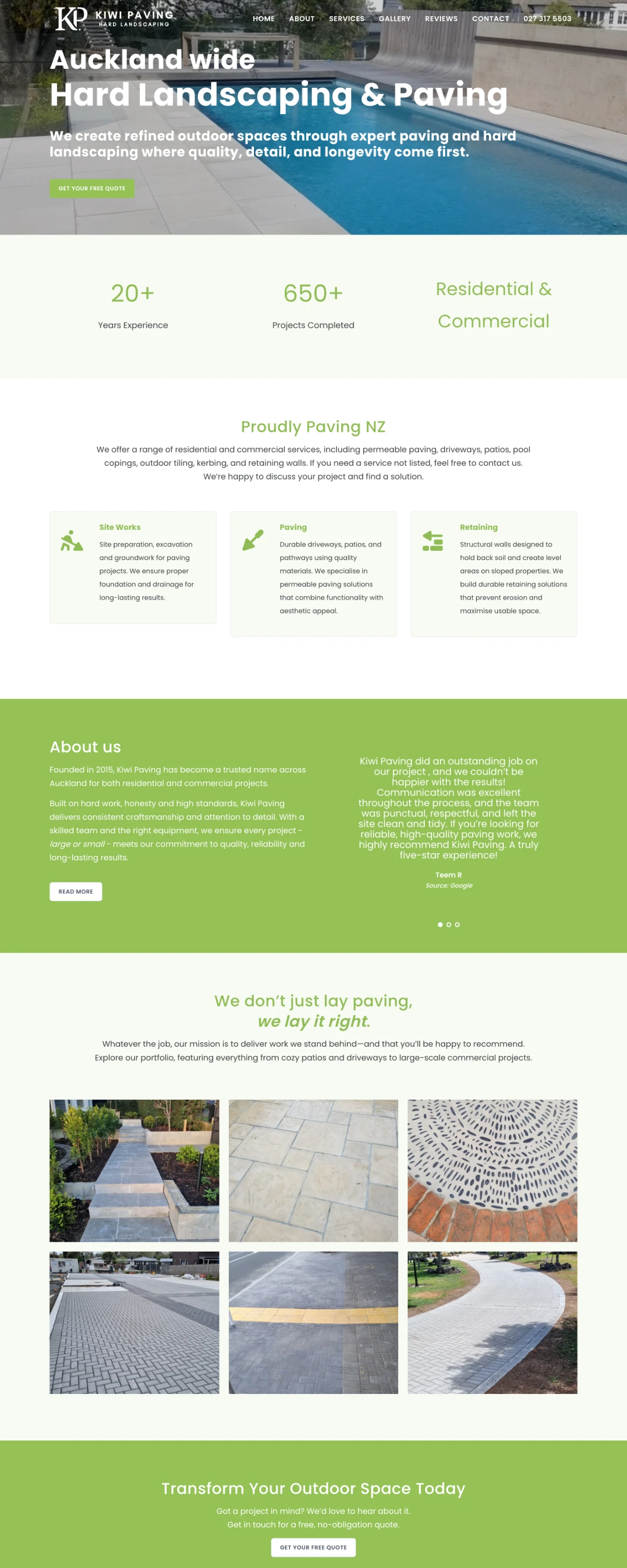 Small Business Webdesign by Peregrine Web - Kiwi Paving