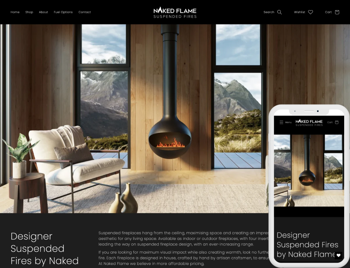 Affordable Web Design NZ - Naked Flame Suspended Fires